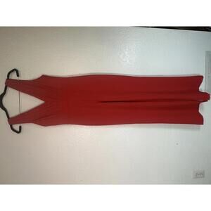 Women’s 4 Alice + Olivia Red Wide Leg Jumpsuit Deep V Evening Chic Cocktail